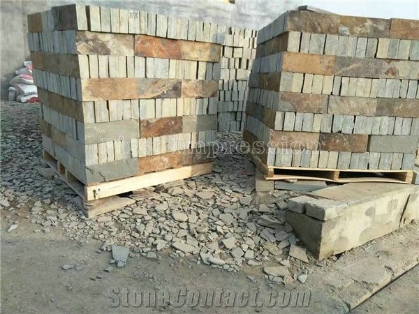 High Quality Rust China Rust Culture Stone/Slate/Golden Grain Slate/Rusty Slate/Slate Cultured Stone Corner/Rust Yellow Slate Tiles/Slate Floor Tiles/Slate Wall Covering/Slate Wall Tiles/Slate Slabs
