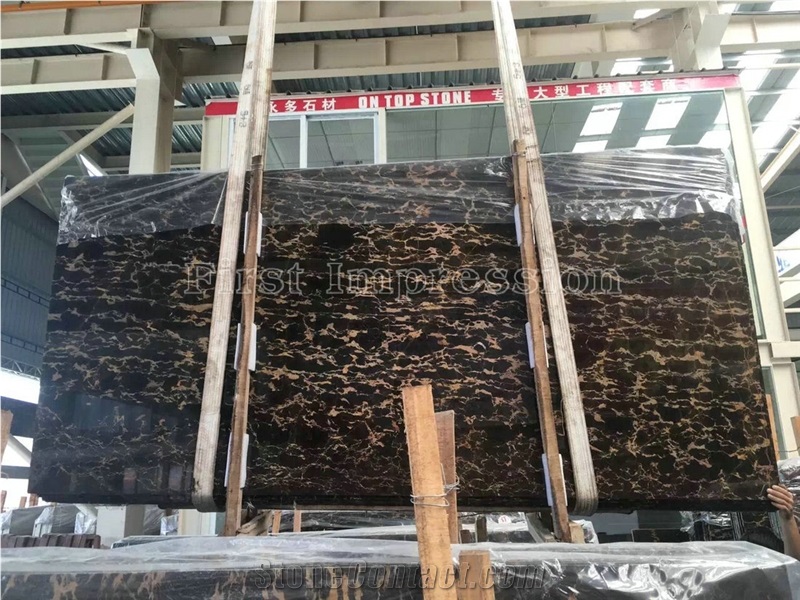 Hot Sale Black Gold Marble Slabs & Tiles/Black Gold Portopo China Marble Big Slabs/Chinese Black Gold Marble/Black Gold Flower Marble/Luxury & Good Price Marble/New Polished/Sichuan Black Gold Marble