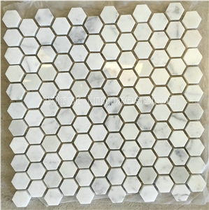 Hot Sale Carara White Marble Mosaic Tiles/Wall Mosaic/Polished Hexagon Mosaic Tiles/Polished Pattern and Tiles/White Marble for Home Decoration/China Mosaic/Best Price High Quality Mosaic