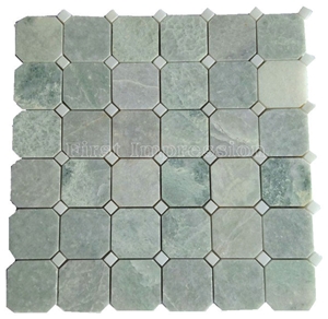 Hot Sale Green Jade Onyx Mosaic/Basketweave Mosaic Pattern Tiles for Bathroom Walling Decoration/Crystal Green Marble Mosaic/Composited Mosaic/High Quality & Best Price Mosaic/Green Mosaic