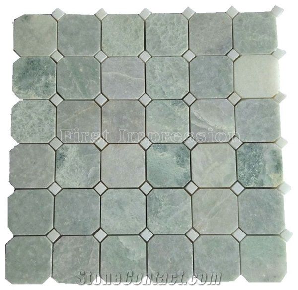 Light Green Jade Onyx Mosaic/Basketweave Mosaic Pattern Tiles for Bathroom Walling Decoration/Crystal Green Marble Mosaic/Composited Mosaic/High Quality & Best Price Mosaic/Hot Sale China Green Mosaic