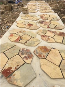 Multicolor China Crazy Slate Tile/Cheap Slate Flagging Tile/Flagstone Walkway Pavers/China Rustic Slate Random Flagstone Pavers/Floor Paving/Walkway Pavers/Best Price Slate & High Quality Slate