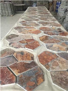Multicolor China Crazy Slate Tile/Cheap Slate Flagging Tile/Flagstone Walkway Pavers/China Rustic Slate Random Flagstone Pavers/Floor Paving/Walkway Pavers/Best Price Slate & High Quality Slate