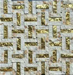 Natural Marble Mosaics with Metal Material /Natural Stone Mosaics/Mosaics with Flower Shape/Wall Mosaic/Floor Mosaic/Mosaic Pattern/Polished Honed Mosaic/Composited Mosaic/High Quality & Best Price