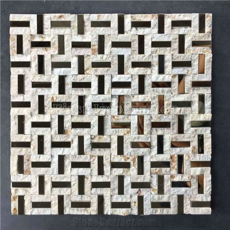 New Popular Natural Marble Mosaics with Metal Material /Natural Stone Mosaics/Mosaics with Flower Shape/Wall Mosaic/Floor Mosaic/Mosaic Pattern/Composited Mosaic/High Quality & Best Price