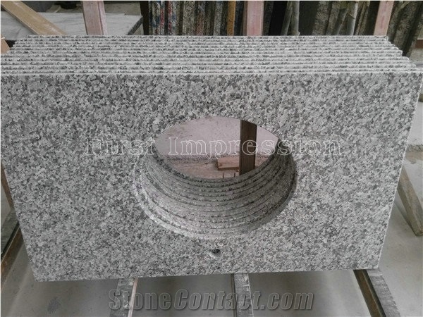 Swan White Granite Counter Tops/Granite Reception Counter/Stone Reception Desk/Work Tops/Solid Surface Table Tops/Square Table Top/Kitchen Top