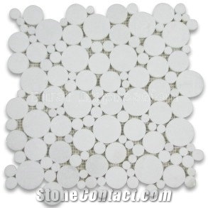 Thassos Marble Bubble Round Paramount Mosaic Tiles Honed Surface /Crystal White Marble Round Mosaic Tiles /White Marble Mosaic