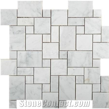 White Carrara Marble Tiles French, Carrara Mosaic Tile