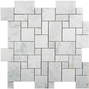 White Carrara Marble Tiles /French Pattern White Carrara Mosaic Tiles