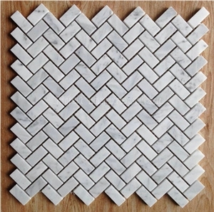 White Carrara Marble Tiles /French Pattern White Carrara Mosaic Tiles
