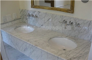 White Marble Countertop/White Marble Vanity Top/Carrara White Marble Countertop /White Statuario Marble Bath Tops
