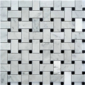 White Marble Mini Brick Mosaic Tiles For Bath Room/White Carrara Mosaic Tiles /Round White Marble Tiles