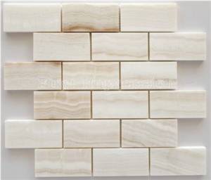  White Onyx Brick Mosaic Tiles /Beige Onyx Mosaic/Fashion Design Onyx Mosaic Tiles For Wall /White Onyx Square Tiles /Onyx Tiles For Bath Room