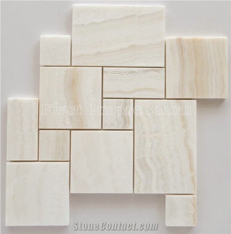 White Onyx Mosaic Pattern/Mini Brick Onyx Mosaic Tiles /Polished Mosaic/Honed Marble Thin laminated Mosaic