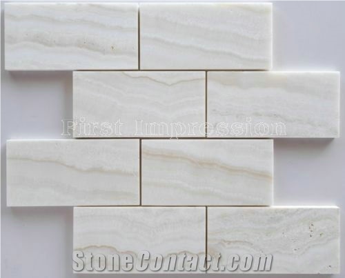 White Onyx Mosaic Pattern/Mini Brick Onyx Mosaic Tiles /Polished Mosaic/Honed Marble Thin laminated Mosaic