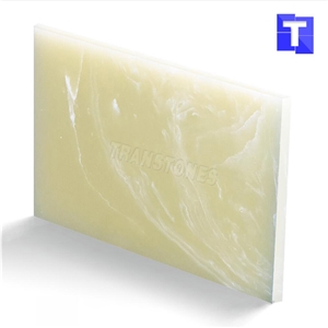 Artificial Cream Alabaster Sheet Tile Translucent Resin Panel,Engineered Onyx Stone Tiles for Wall Panel,Floor Covering