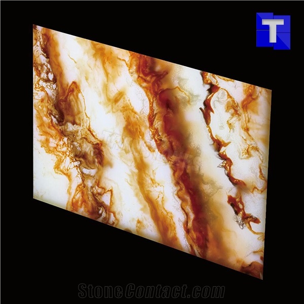 Artificial Onyx Stone Slabs Faux Sheet with Streaks Veins Design
