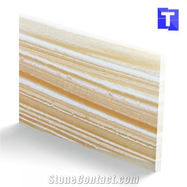 Beige Honey Alabaster Sheet Artificial Onyx Translucent Marble Stone Panels for Wall and Ceiling Designs