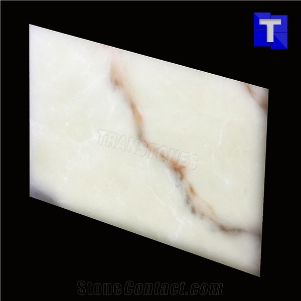China Wholesale Artificial Stone White Onyx Marble Faux Alabaster Resin Sheets for Ceiling