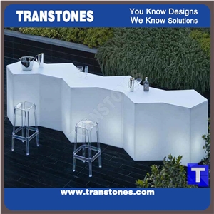 Commercial White Bar Counter Event Furniture with Translucent Onyx Stone Slabs