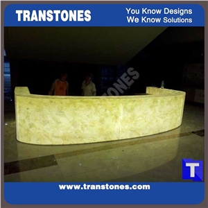 Engineered Alabaster Led Bar Counter Tops Design Artificial Stone Translucent Backlit Resin Panel Table Tops,Solid Surface Reception Desk Panels