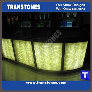 Green Artificial Onyx Alabaster Panel for Bar Counter Top Cladding,Illuminated Led Work Reception Counter for Hotel