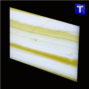 Horizontal Patterns Artificial Stone Panels Faux Alabaster Onyx Sheet for Office Table Tops