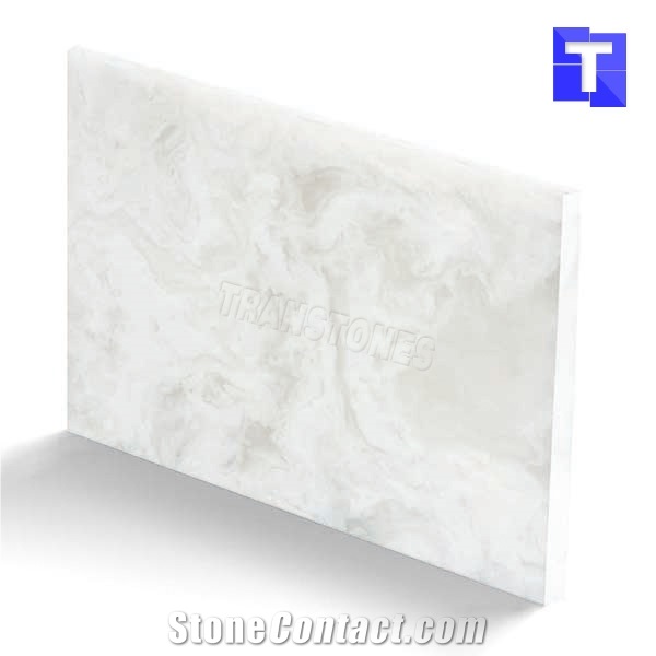 Hot Sale White Artificial Onyx Stone Tiles Faux Onyx Stone Slabs for Reception Led Lighting Bar Counter Table Tops