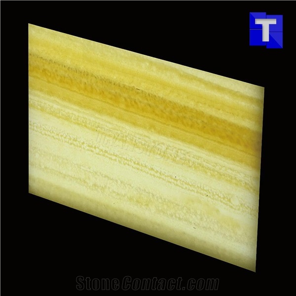 Hot Selling Yellow Straight Veins Artificial Stone Onyx Slabs