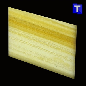 Hot Selling Yellow Straight Veins Artificial Stone Onyx Slabs