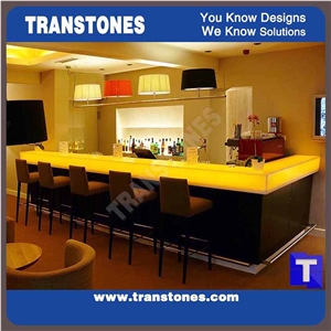 Hotel Bar Counter Design with Artificial Stone Translucent Resin Panel