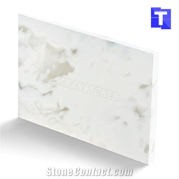 Illuminated White Alabaster Sheet Faux Marble Onyx Artificial Stone Slabs Transtones Hard Rock for Modern Hotel and Shopping Mall Center Ceiling Wall Decors