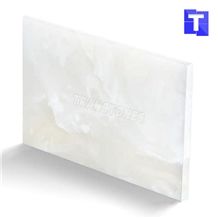 Modern Design Snow White Artificial Backlit Onyx Stone Slabs Faux Alabaster Resin Sheet Transtones Hard Rock Artificial Marble Tiles for Door and Ceiling Decors,Wall Panel-Transtones