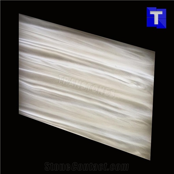Silver Wood Vein Patterns Artificial Marble Tiles,Translucent Backlit Alabaster Slabs Sheet,Tiles for Hotel Reception Desk Decor Cladding Panels,Glass Stone Walling Project