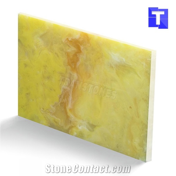 Yellow Artificial Onyx Stone Tiles Sheet Onyx Resin Panel for Indoor Ceiling Decoration