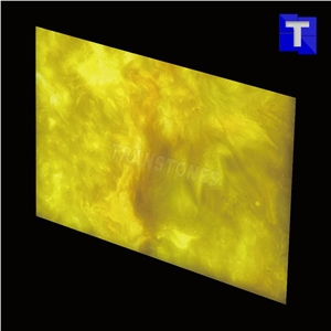 Yellow Artificial Onyx Stone Tiles Sheet Onyx Resin Panel for Indoor Ceiling Decoration