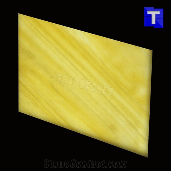 Yellowish Artificial Onyx Stone Slabs Faux Alabaster Sheet for Tv Walls