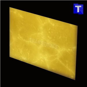Yellowish Faux Alabaster Resin Panel Artificial Onyx Clouds Marble Slabs for Hotel Bar Counter Tops