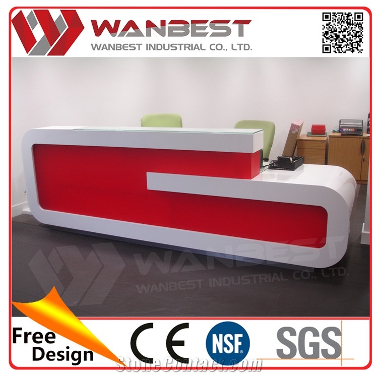 Artificial Stone Reception Desk Beauty Salon Furniture Reception Desk Solid Surface Carved Wedding Table