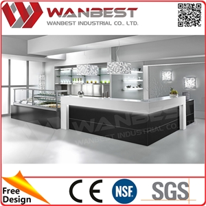 Black and White Color Restaurant Sushi Bar Counter Buffet Bar Counter with Refrigerator