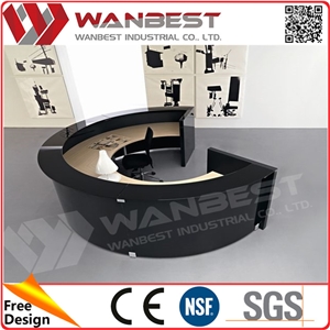 Black Bill Counter Design Solid Surface Shop Cash Counter Design Round Reception Desk