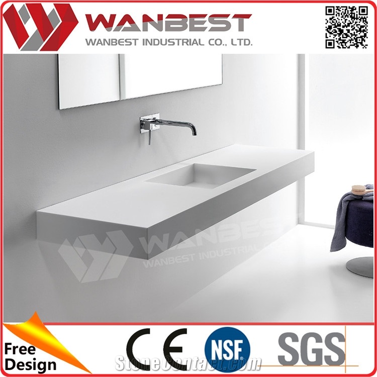 Cheap White Solid Surface Bathroom Sinks with Faucets