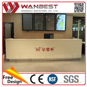 China Factory Price Customized Exhibition Booth Artificial Marble Reception Desk