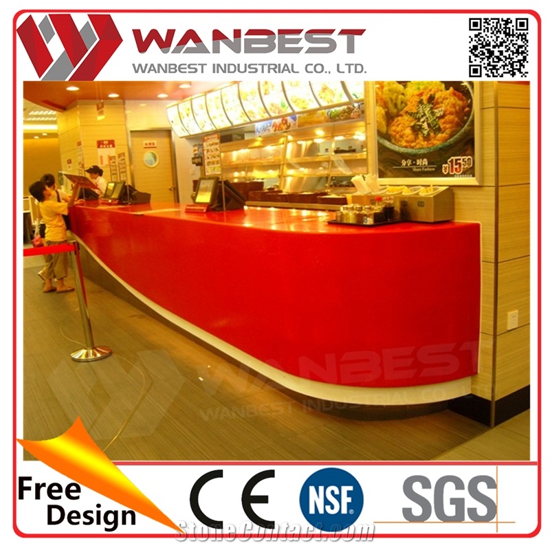 China Manufacture Luxury 1 Person Solid Surface Reception Desk for Restaurant