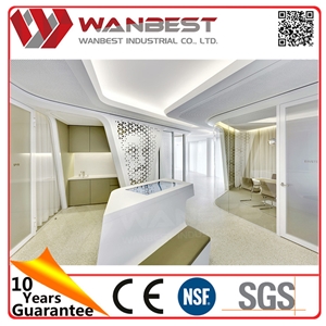 Elegant White Solid Surface Front Office Reception Desk Design Modern Reception Desk Beauty Salon