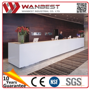 High Quality White Modern Office Reception Desk Solid Surface Hotel Reception Desk