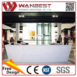 High-Ranking Dentistry Marble Reception Countertop White Solid Surface Reception Desk