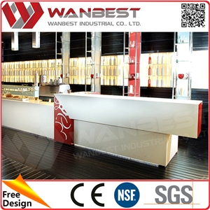 Modern Design White Solid Surface Bar Counter Cake Cashier Counter from China