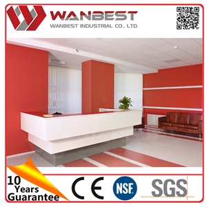 Modern White and Red Reception Desk Solid Surface Nail Salon Reception Desk