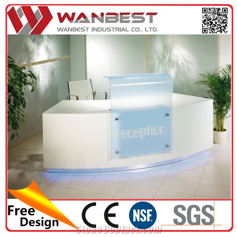 New Design White Solid Surface Office Reception Desk